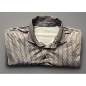 Grayson & Dunn Short Sleeve Golf Polo Shirt Geometric Stripe Silver Medium